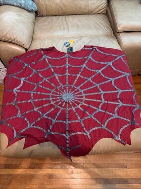 Beetlejuice Lydia’s Red Cape with Silver Spiderweb Design NWT